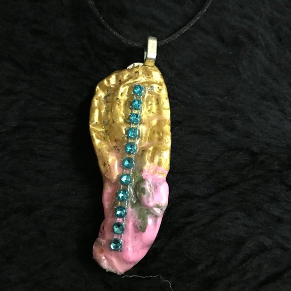 Reversible Rhinestone Unique Rare Vintage Boho One of a Kind Handmade Necklace - Picture 15 of 16